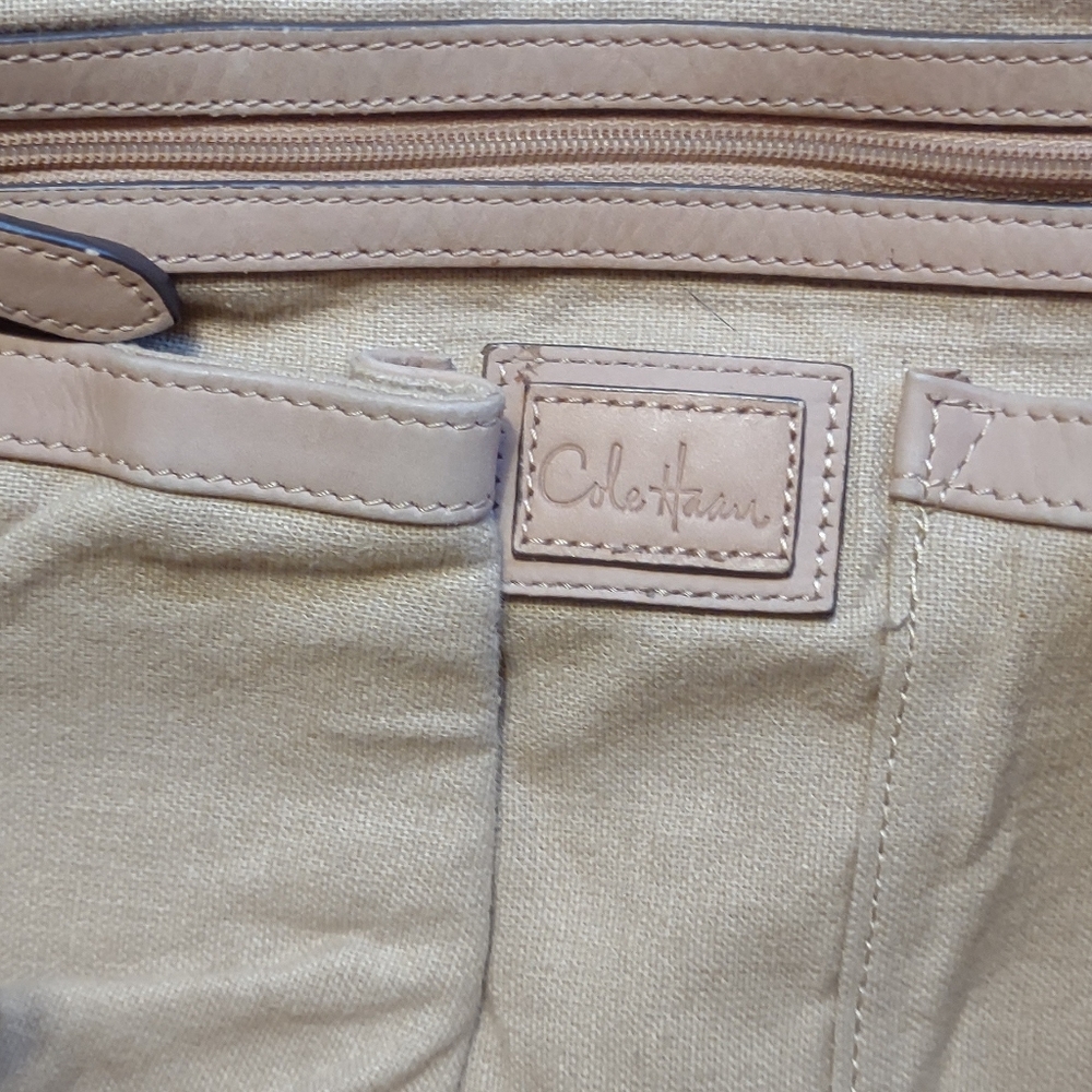 Cole Haan Beige Woven-Front Satchel - Picture 8 of 9